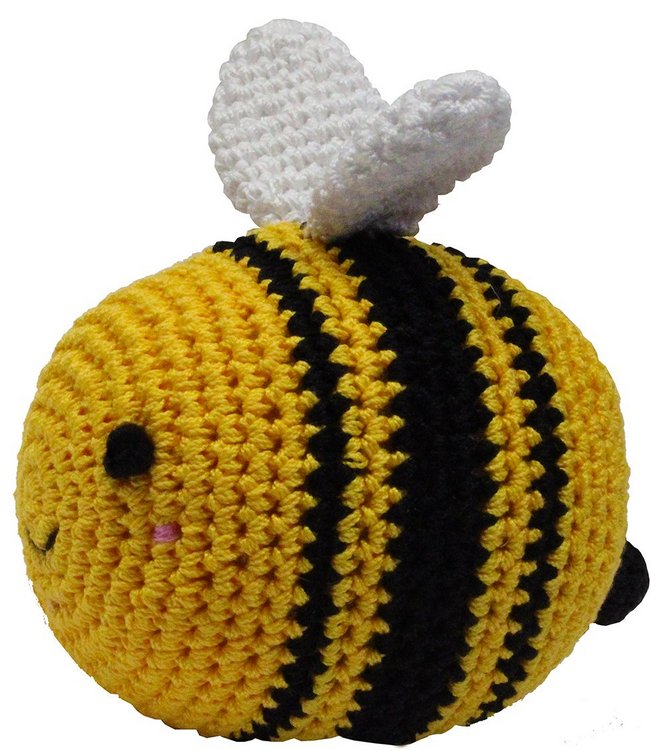 Knit Knacks Bizzy the Bee Organic Cotton Small Dog Toy